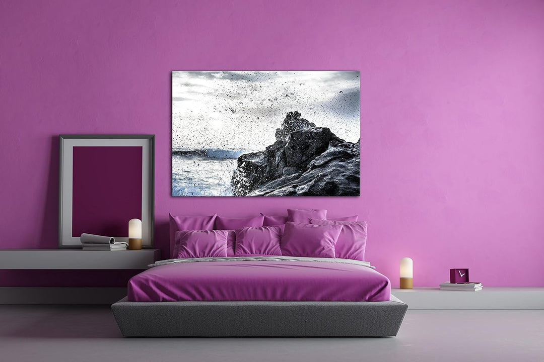 deyoli Wellen die gegen die felsigen Klippen donnern Format: 80x60 als Leinwandbild, Motiv fertig ge