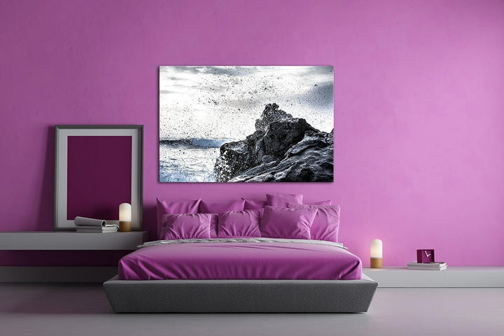 deyoli Wellen die gegen die felsigen Klippen donnern Format: 80x60 als Leinwandbild, Motiv fertig ge