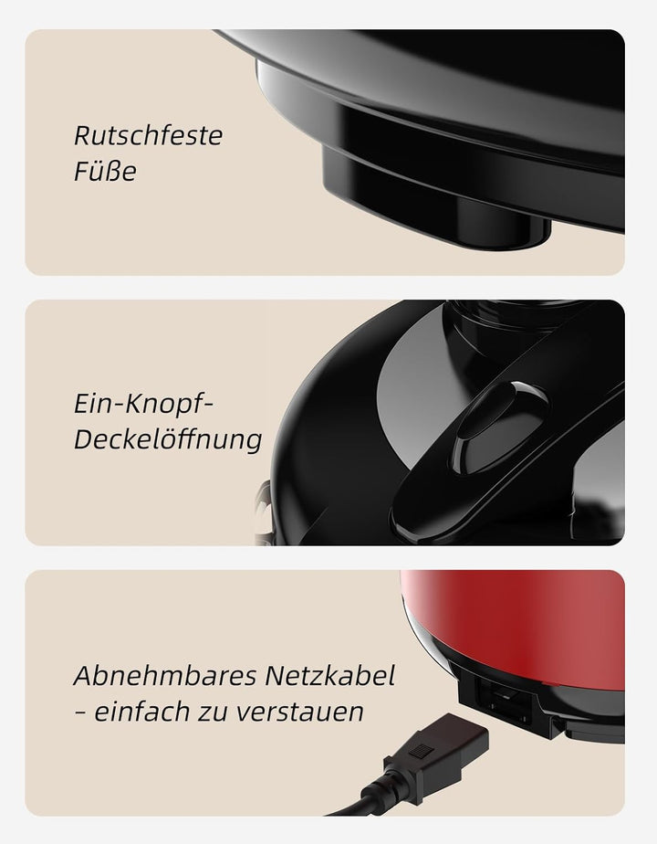 Eamoment DRC-5020RD 1L | 400W Reiskocher & Dampfgarer(1ltr-5 Tassen) Für 1-5 Personen Schnelles Koch