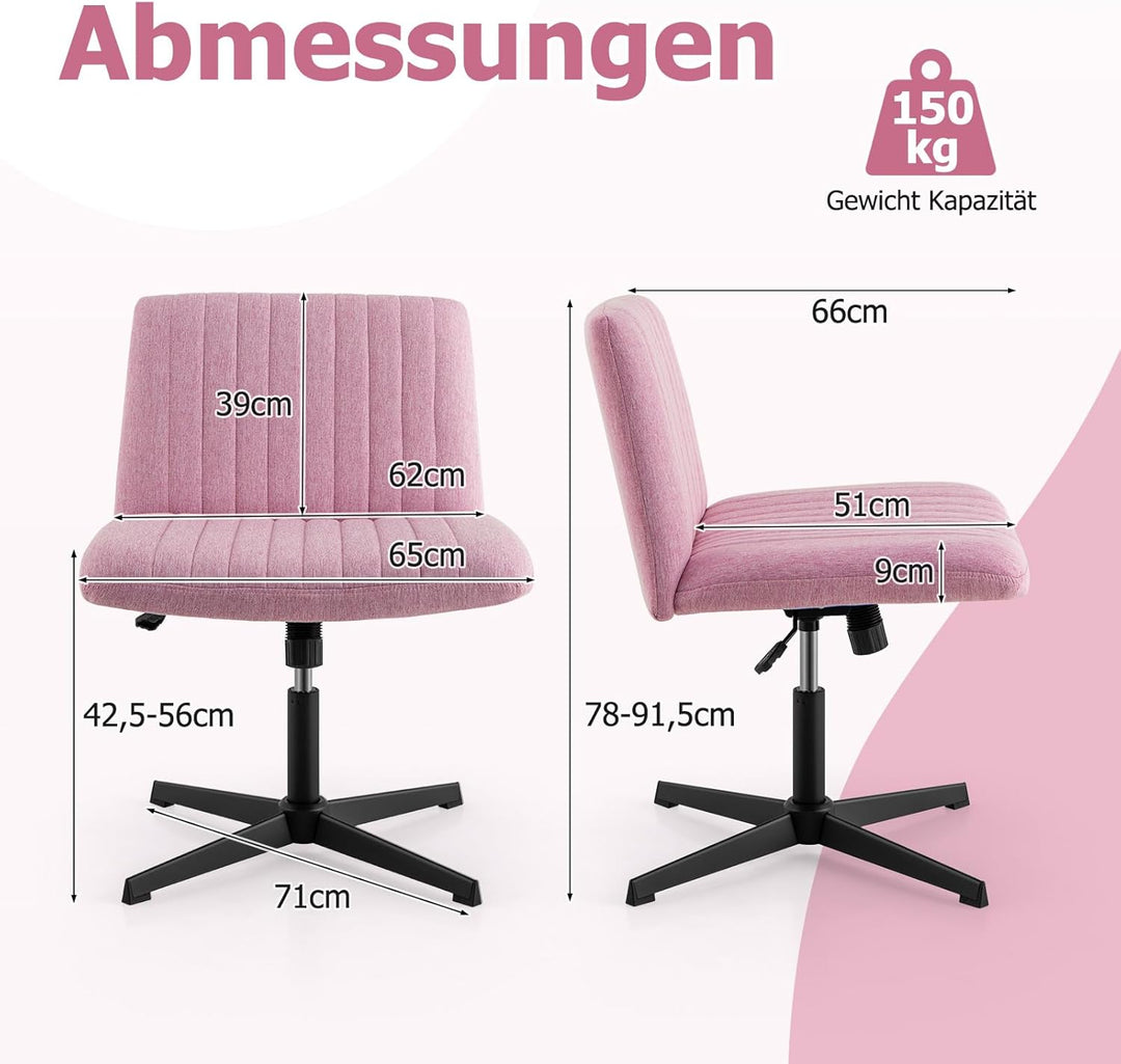 COSTWAY Schneidersitz Stuhl, Drehstuhl ohne Armlehnen, Schreibtischstuhl mit breiter Sitzfläche, Bür