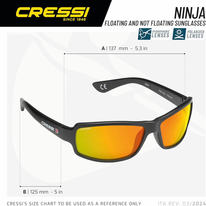 Cressi Ninja - Polarisierte Sonnenbrille Herren und Sonnenbrille Damen, Entspiegelte Gläser Wasserab