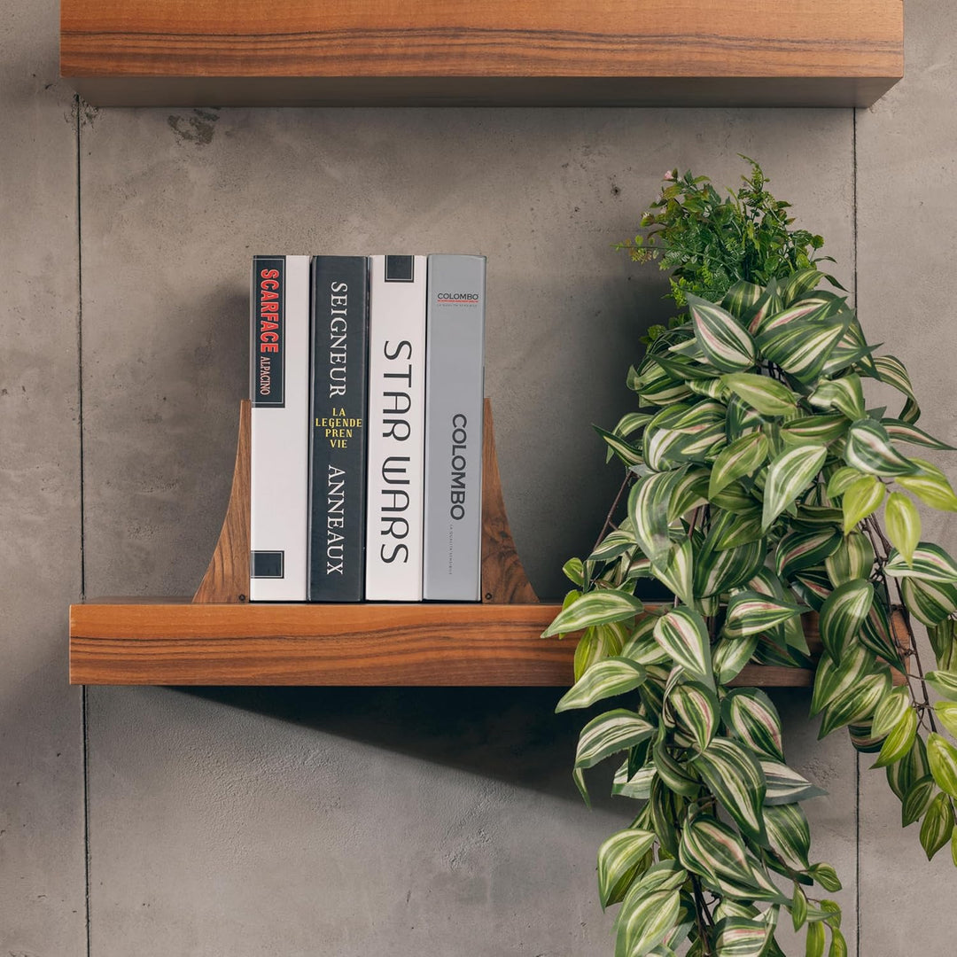 TILISMA Buchstützen, Walnussholz mit Metallsockel, 2 handgefertigte Buchhalter für schwere Bücher, d