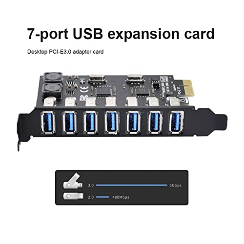 Cablecc 7 Ports PCI-E auf USB 3.0 HUB PCI-Express Erweiterungskarte Adapter 5 Gbps für Motherboard