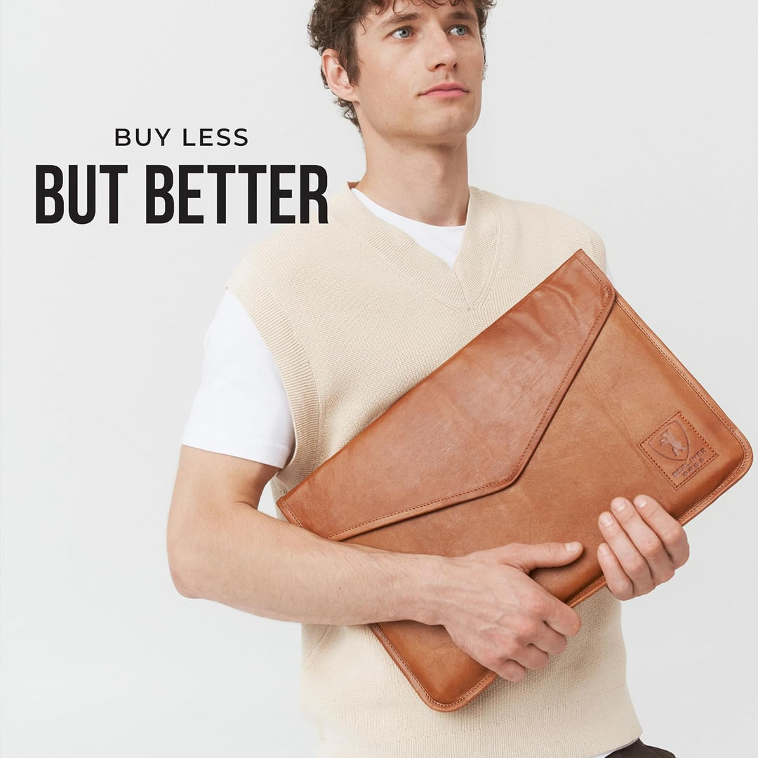 Berliner Bags Vintage Laptoptasche aus Leder, 15,6 Zoll Notebook Schutzhülle Computer Sleeve - Braun