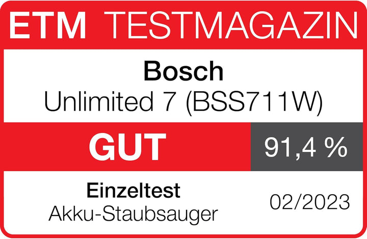 Bosch Akku-Staubsauger Unlimited 7 BSS711W, kabelloser Handstaubsauger, beutellos, Wechselakku, Knic