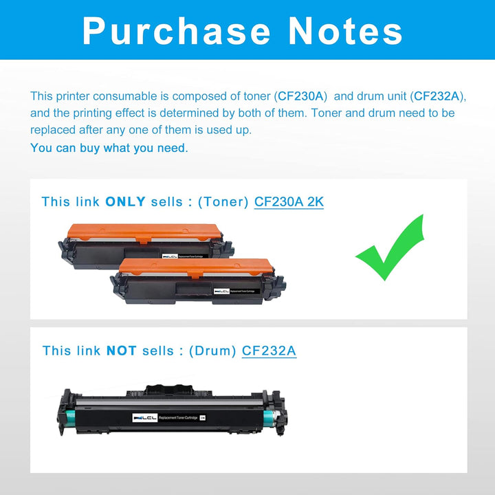 LCL Kompatibel Tonerkartusche 30A CF230A 20A CF220A (2 Schwarz) Ersatz für HP Laserjet Pro M203dn 20