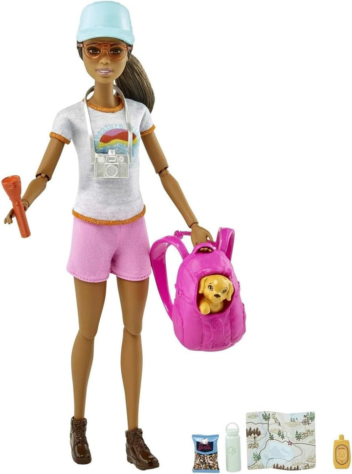 Barbie-Puppe, Wander-Barbie, Wander-Set, Barbie-Zubehör, Hut, Sonnenbrille, Taschenlampe, Karte, Fot