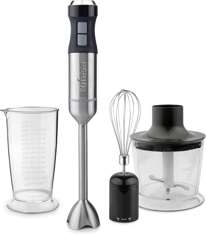 Ufesa BP4752 Vario 1400 Titanium XL Max Stabmixer, 1400 W, 4 Titanium-Klingen, XL-Fuss, 20 Geschwind