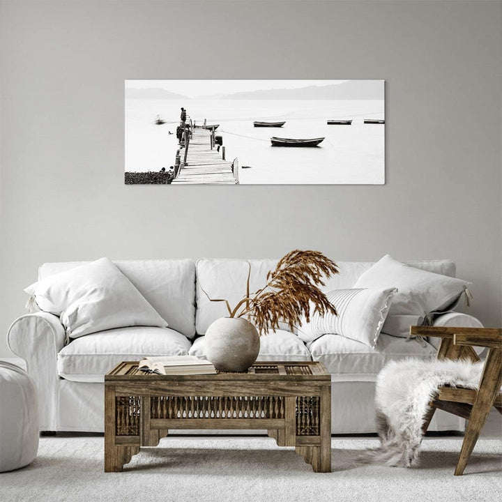 Panorama Bilder auf Leinwand 100x40cm Leinwandbild Fussgängerbrücke See hongkong Gross Wanddeko Bild