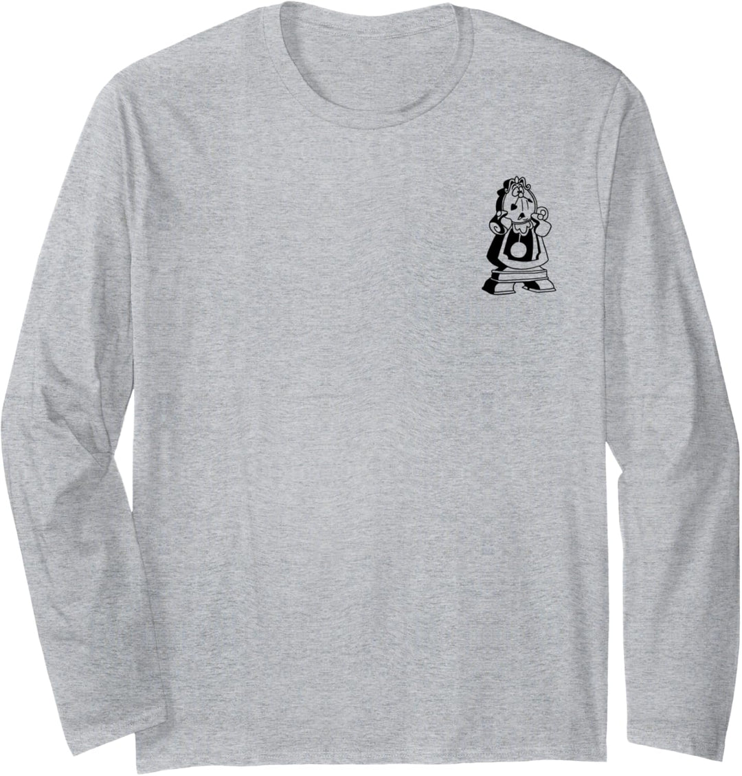 Disney Beauty And The Beast Cogsworth Simple Black Outline Langarmshirt