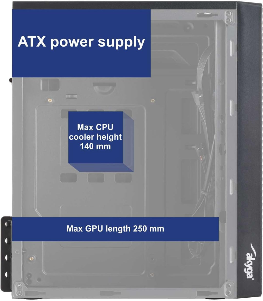 Micro ATX Akyga AK35BK Gehäuse 2X USB 2.0 schwarz ohne PSU