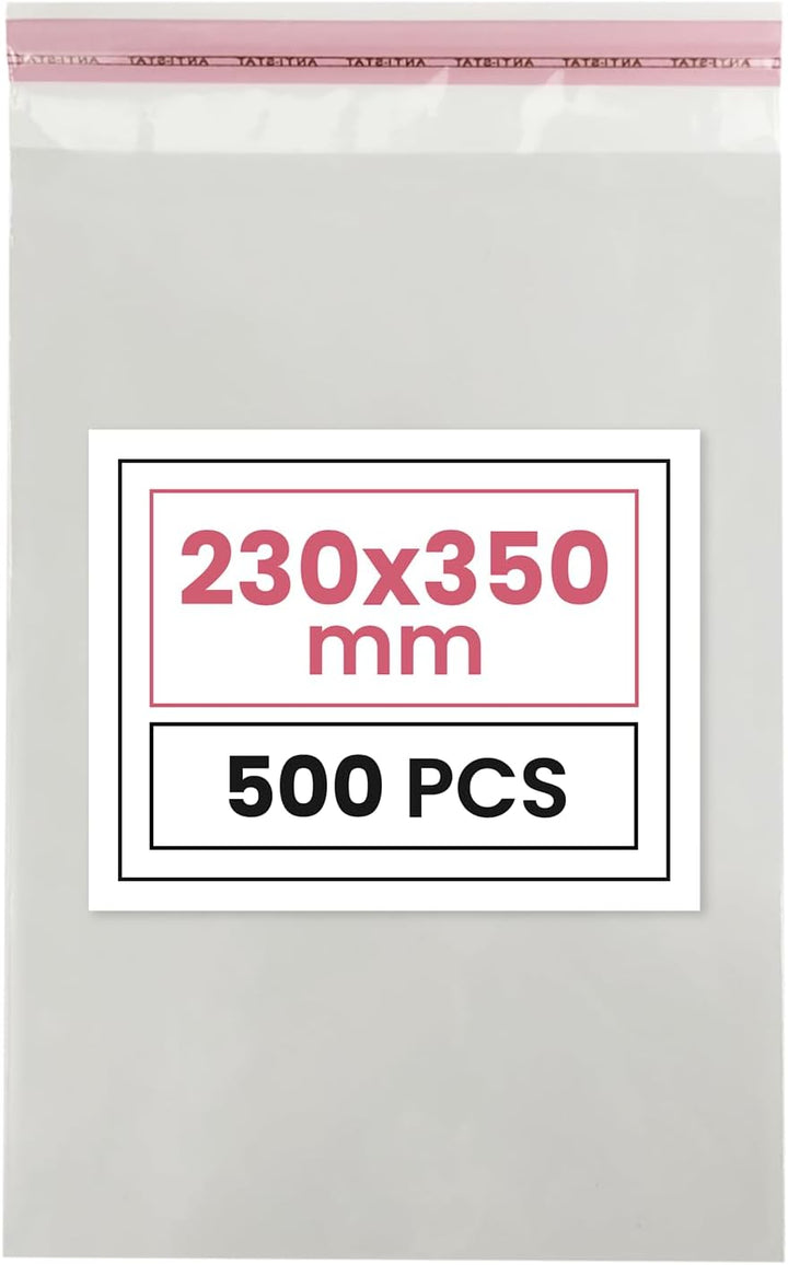 Netuno 500 Folien-Beutel PP mit Klappe (3cm) 23x35cm selbstklebende Flachbeutel durchsichtig Celloph