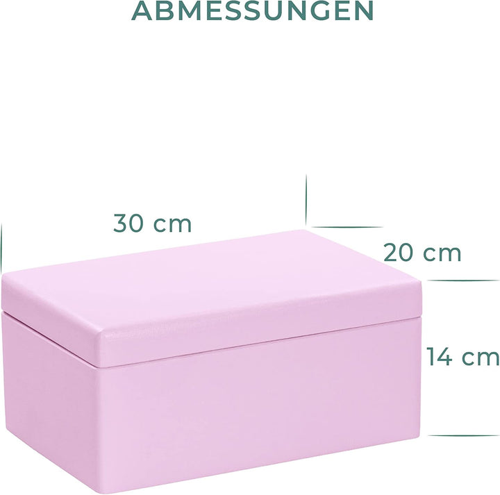 LAUBLUST Grosse Holzkiste mit Deckel - 30x20x14cm, Rosa, FSC® | Allzweck-Kiste aus Holz - Aufbewahru