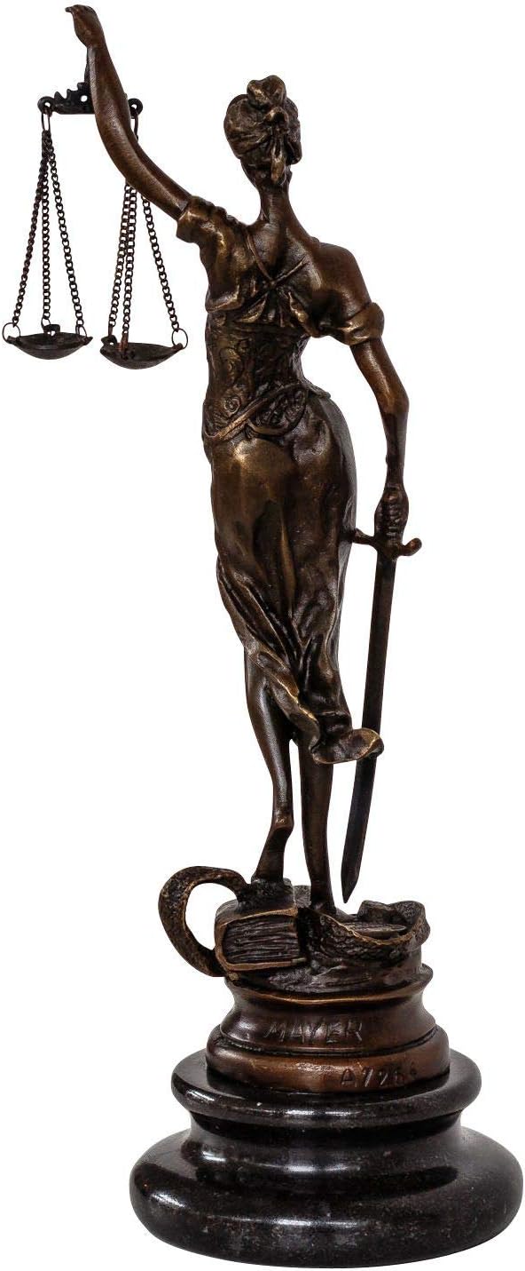 aubaho Bronzeskulptur Justitia Justizia Bronzefigur Bronze Figur Skulptur Antik-Stil