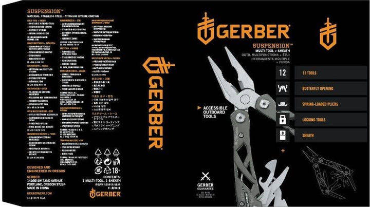 Gerber Multifunktionswerkzeug mit Nylon-Scheide und 12 Funktionen, Suspension Multi-Tool, 1003720 12