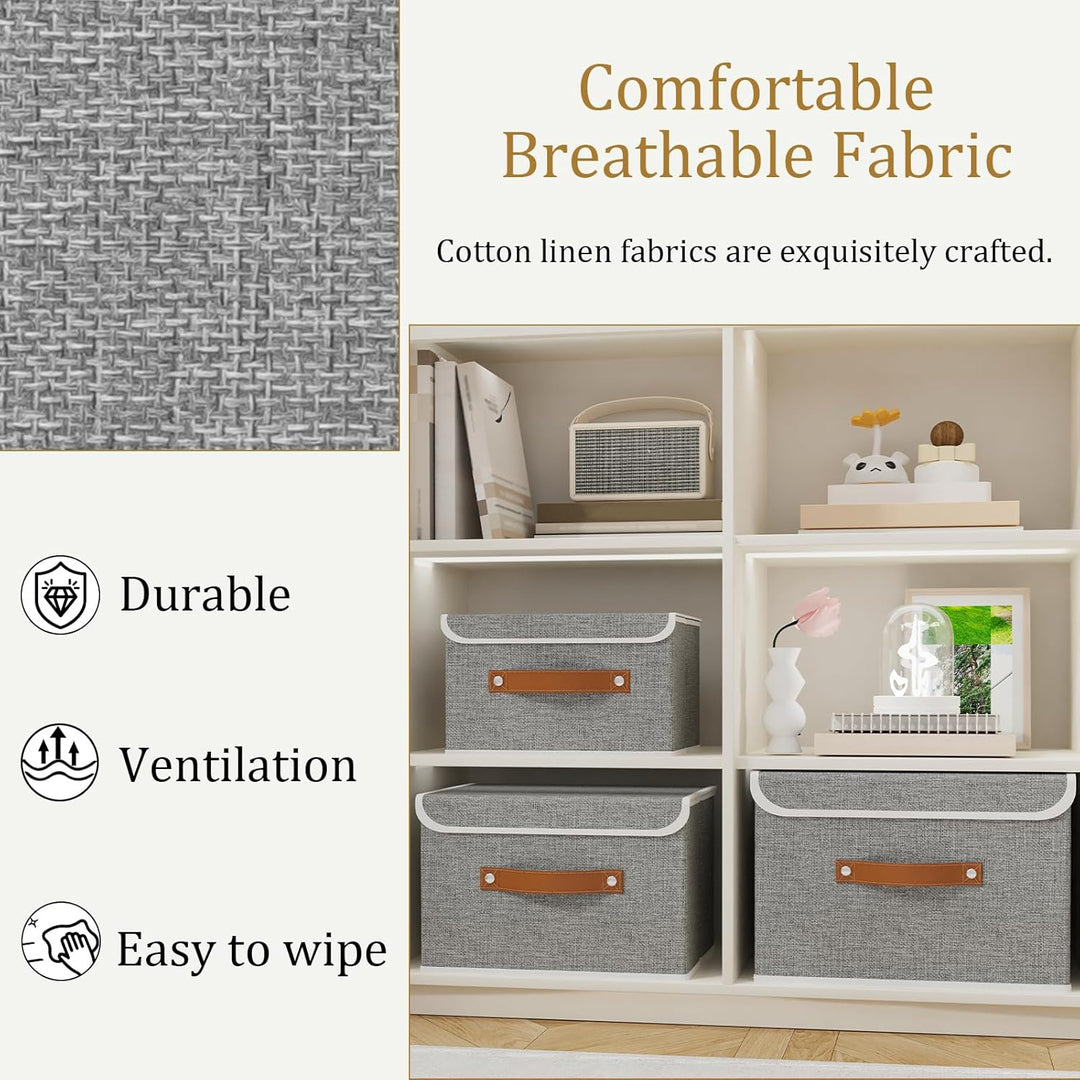 OUTBROS 5 Stück Aufbewahrungsboxen mit Deckel, 33 x 23 x 20 cm, faltbare Stoffboxen, Aufbewahrungskö