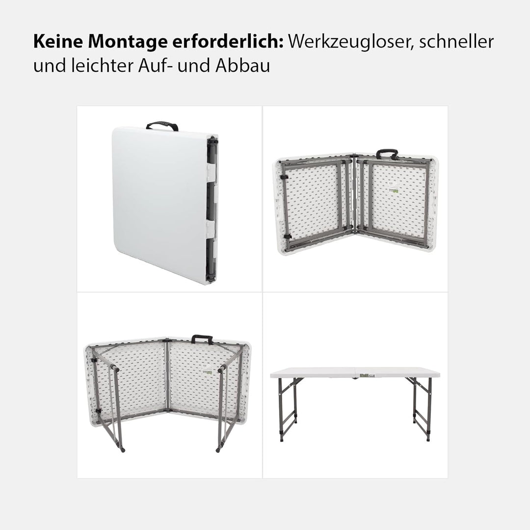 TRUTZHOLM Flohmarkttisch höhenverstellbar 120x60 cm zusammenklappbar mit Tragegriff wetterbeständig
