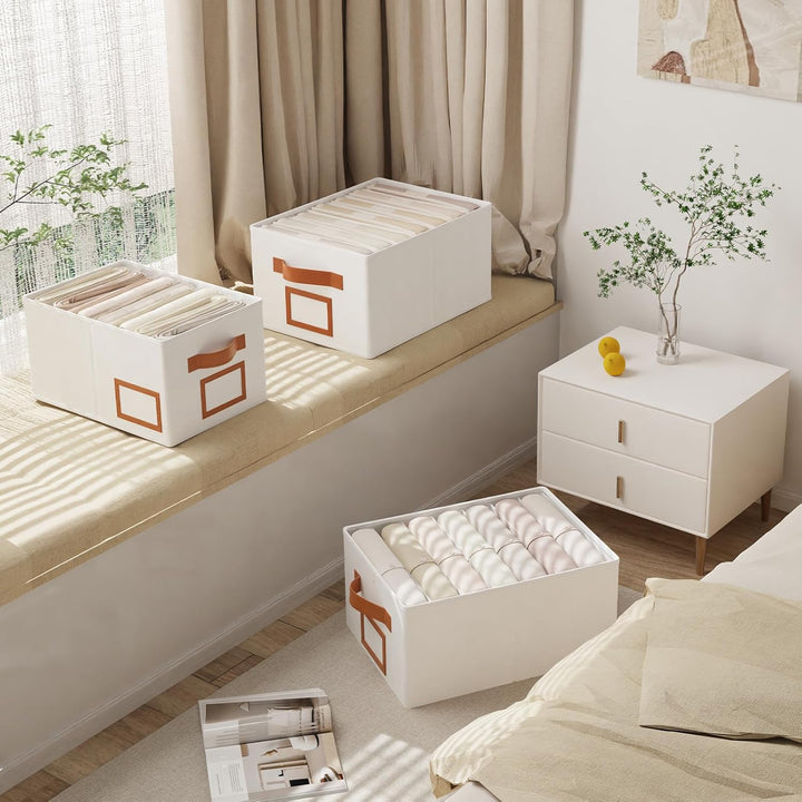 OUTBROS Faltbare Aufbewahrungsbox Schubladen-Organizer, 3 Stück Jeans Schrank Organizer Stoff Kleide