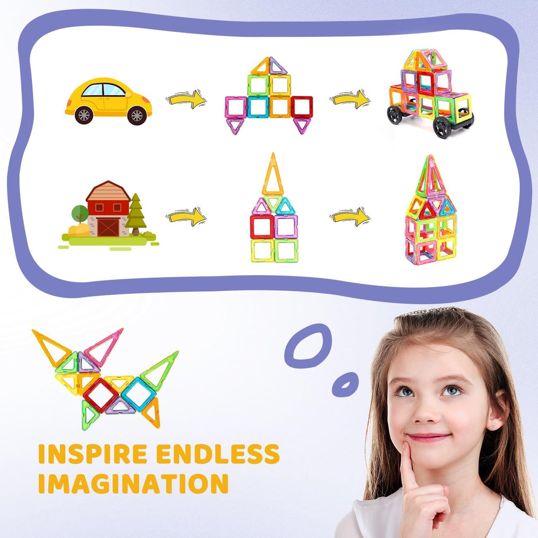 Crenova Magnetische Bausteine 50 Teile Magnetspielzeug Magnete Kinder Magnetbausteine STEM Lernspiel