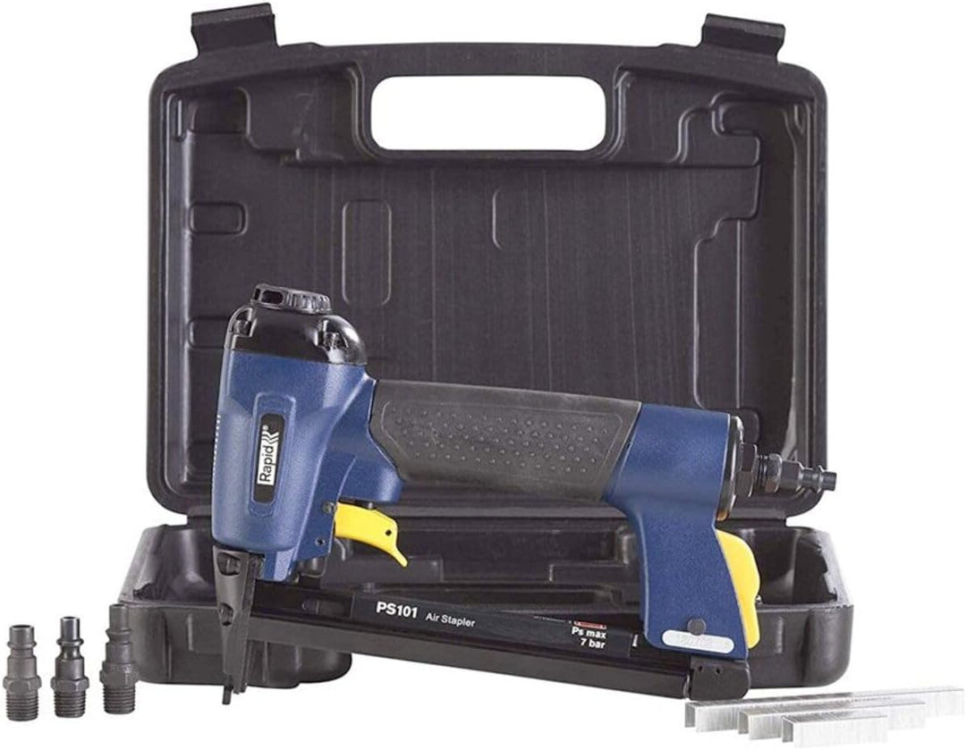 Rapid Drucklufttacker PS101, Druckluft Tacker für Holz und Stoffe, im Koffer Inkl. Tackerklammern, L