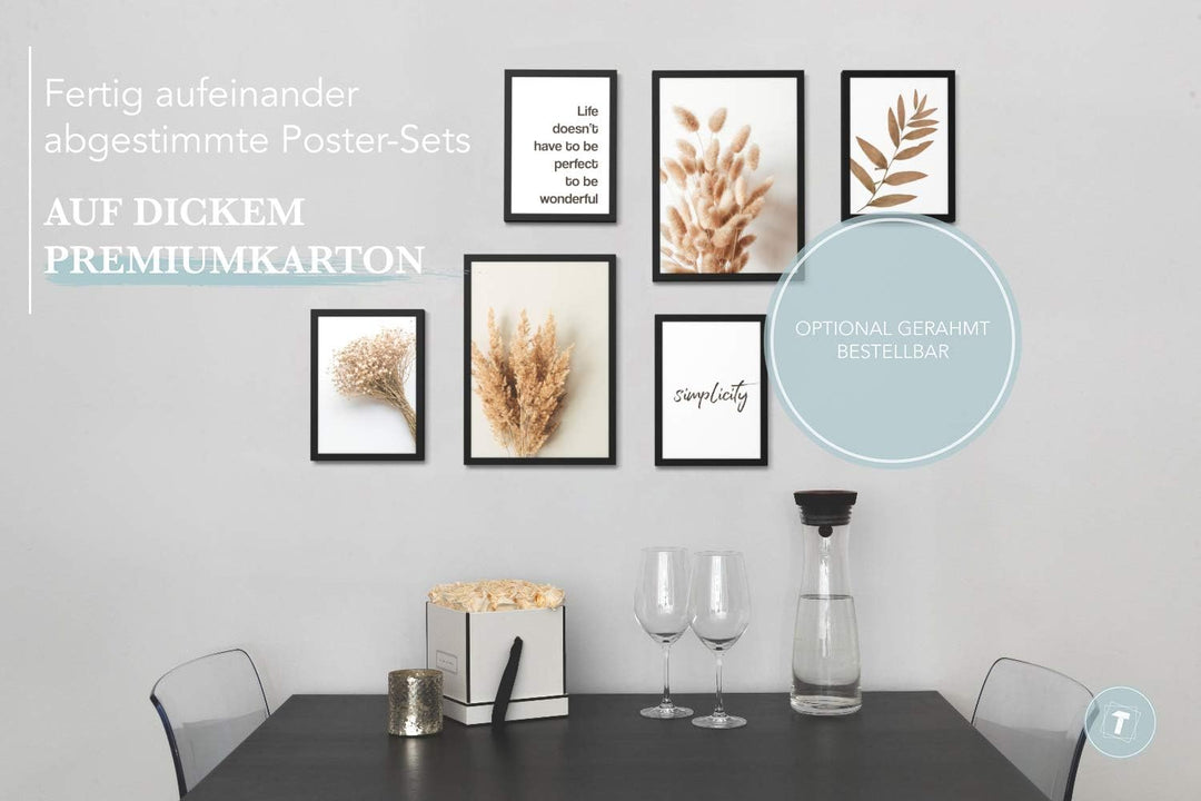 Papierschmiede® Mood Poster Set Getreide, Deko Bilder Wohnzimmer, 2x 30x40 cm und 4x 21x30 cm, Home