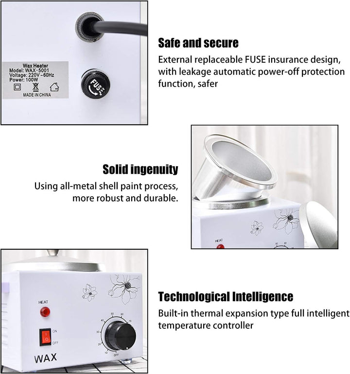 Wachswärmer, Elektrischer Wachsschmelzerhitzer für die Haarentfernung mit einstellbarer Temperatur,