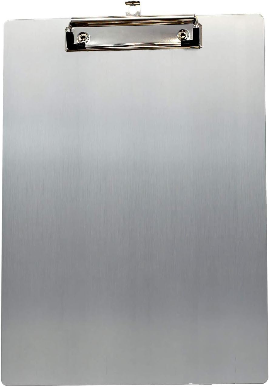 2er Alu Klemmbrett A4 mit gummierter Metalklemme, Schreibbrett DIN A4 mit Aufhängeose, Pad Halter Cl