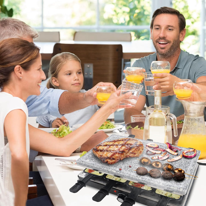 UISEBRT 1400W Raclette Grill für 8 Personen Elektrogrill mit Granitplatte & Grillplatte Antihaftbesc
