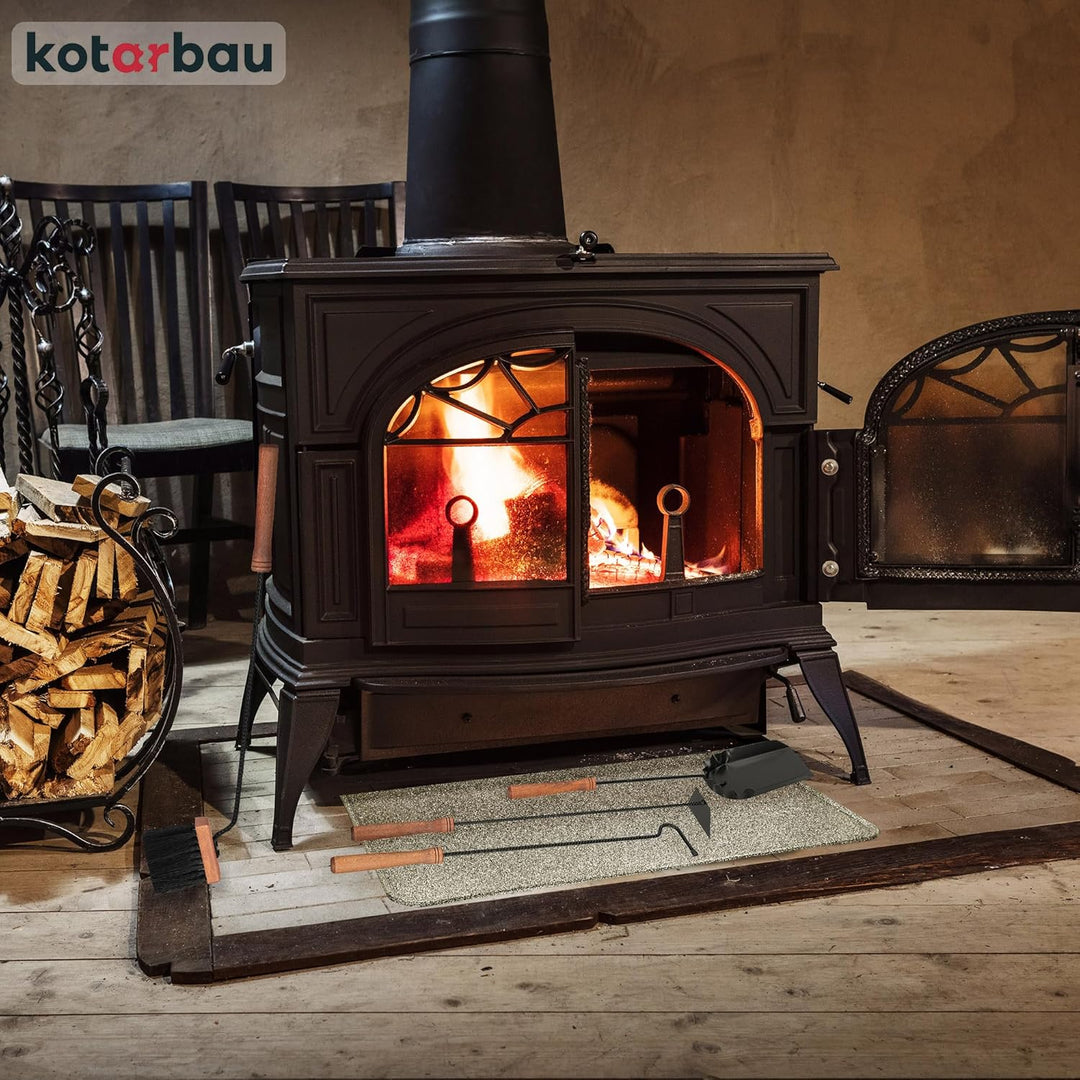 KOTARBAU® Kaminbesteck Schwarz Modern Ofenbesteck Kaminofen Zubehör Kamingarnitur Set Bürste Schaufe