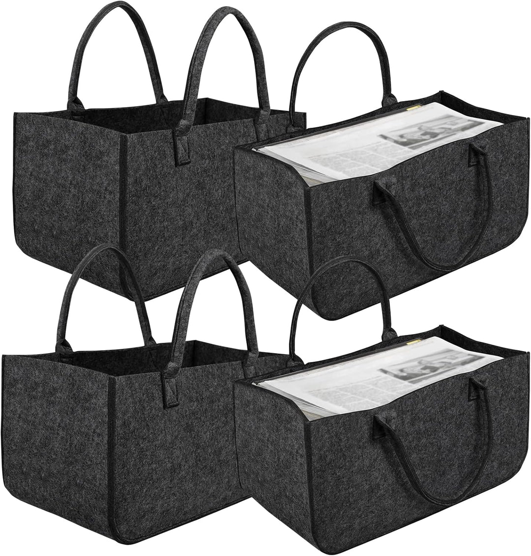 Yznahre Filztaschen, 4 Stück Faltbar Filztasche Kaminholz Kaminholztasche Filz, Filzkorb Filztaschen