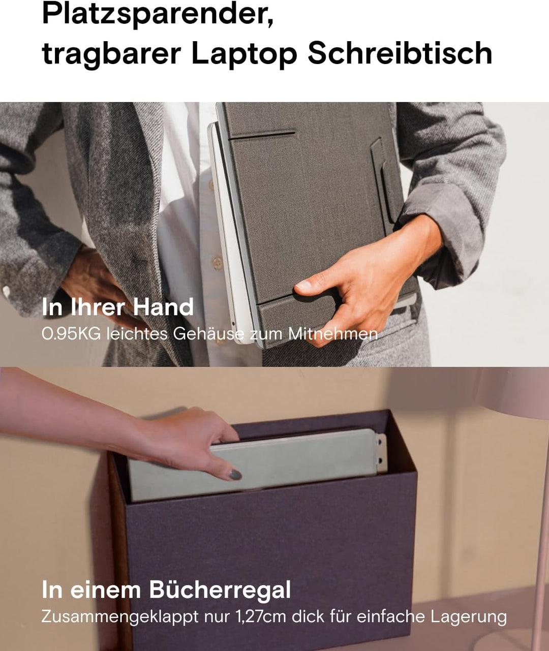 MOFT Z unsichtbarer dünner Ständer und Tragbarer Schreibtisch, Verstellbare Sitz-/Stehwinkel, Kompat