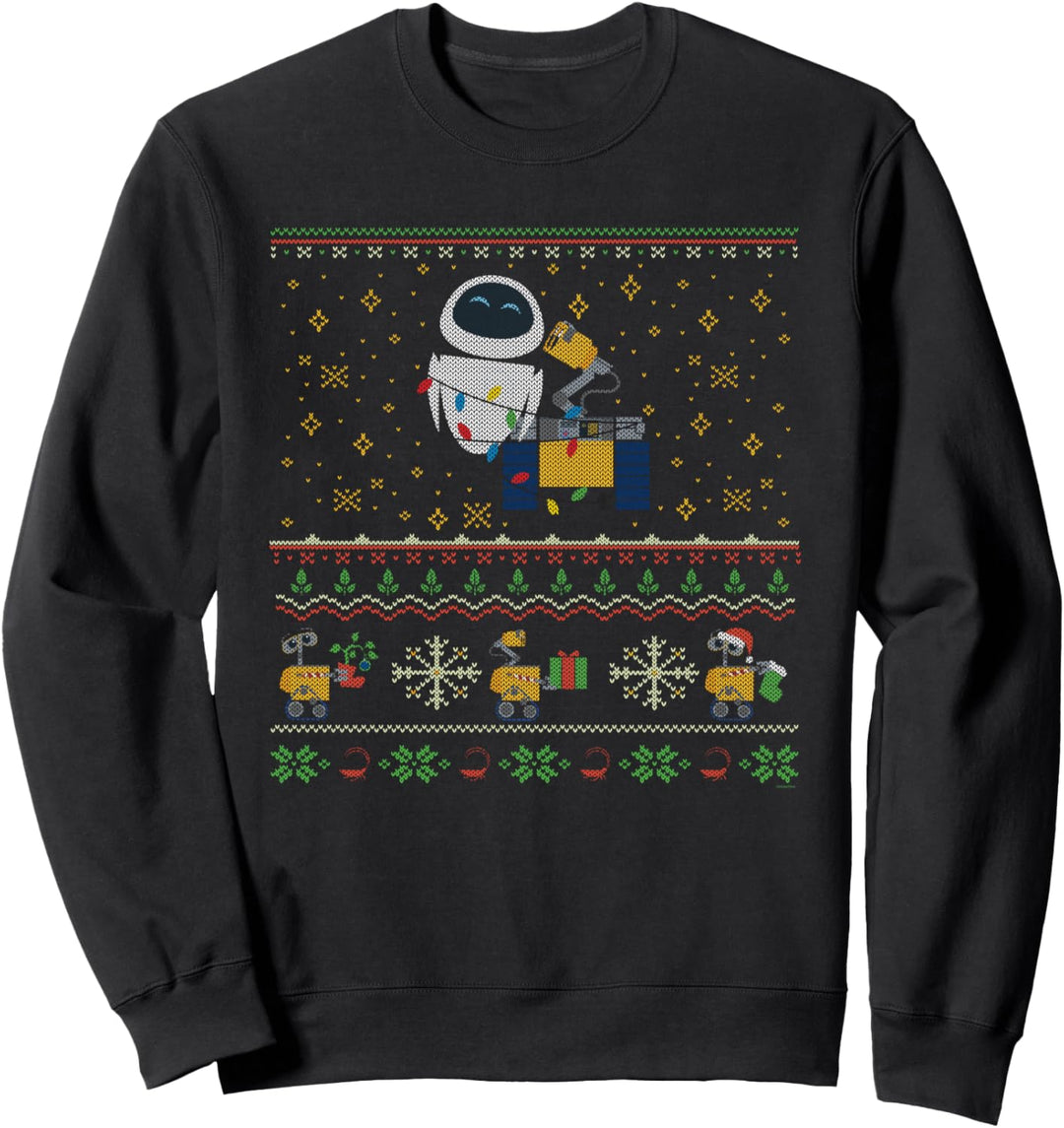 Disney PIXAR Wall-E & Eve Ugly Christmas Sweater Holiday Sweatshirt