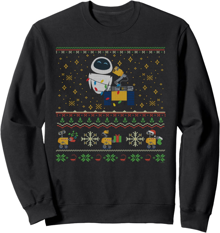 Disney PIXAR Wall-E & Eve Ugly Christmas Sweater Holiday Sweatshirt
