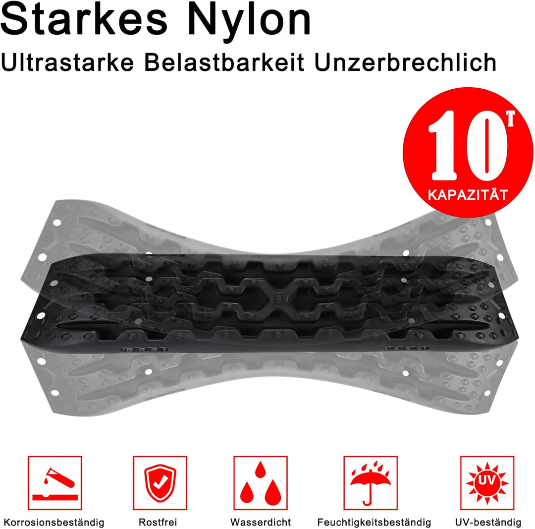 Ansobea Anfahrhilfe Traktionsmatte Offroad,2 Stück Recovery Board Tracks Mats,mit Befestigungsstifte