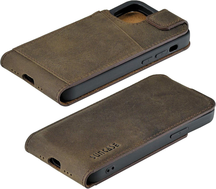 Suncase Original Flip-Style (Ultra-Slim) kompatibel mit iPhone 12 Mini (5.4") Hülle Ledertasche Tasc