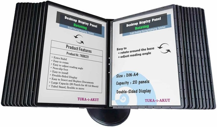 TUKA-i-AKUT 20 Sichttafeln Tisch-Sichttafel Aufsteller 360° Drehbar und Neigungswinkel Verstellbar,