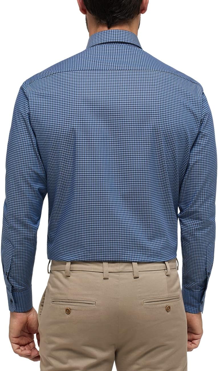 eterna Herren Kariertes Popeline Hemd MODERN FIT 45 Rauchblau, 45 Rauchblau