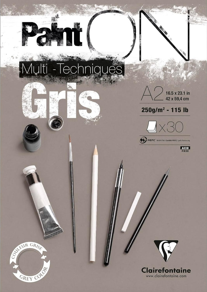 Clairefontaine 975811C PaintOn Block (250 g, DIN A2, 42 x 59,4 cm, geleimt, 30 Blätter, ideal für we