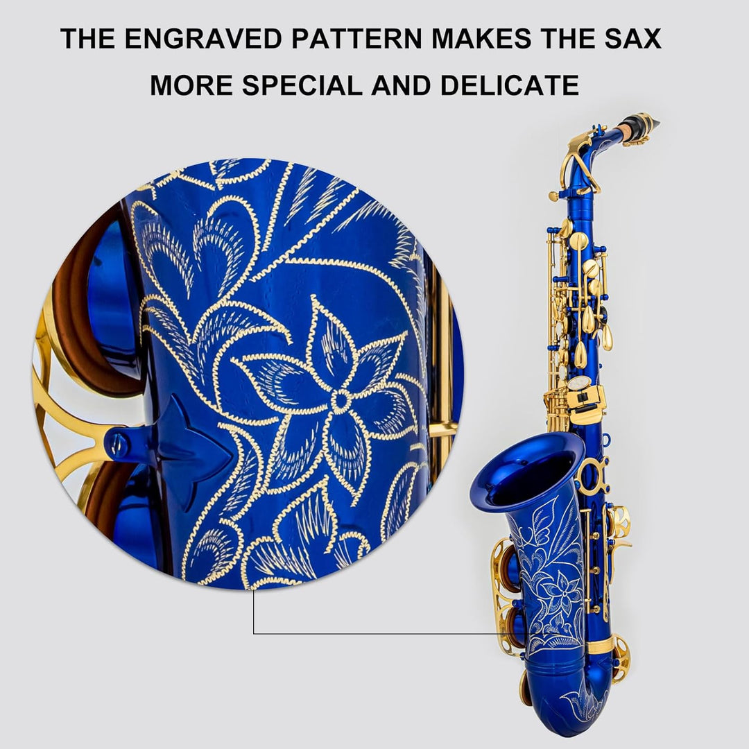 Btuty Eb Alt-Saxophon Messing E Flat Sax 802 Schlüsseltyp Holzblasinstrument mit Reinigungsstab Stof