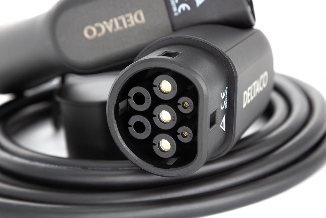 DELTACO Typ 2 EV-Ladekabel für E-Autos und Hybrid Fahrzeuge, Elektroauto Charger Mennekes Kabel, Kom