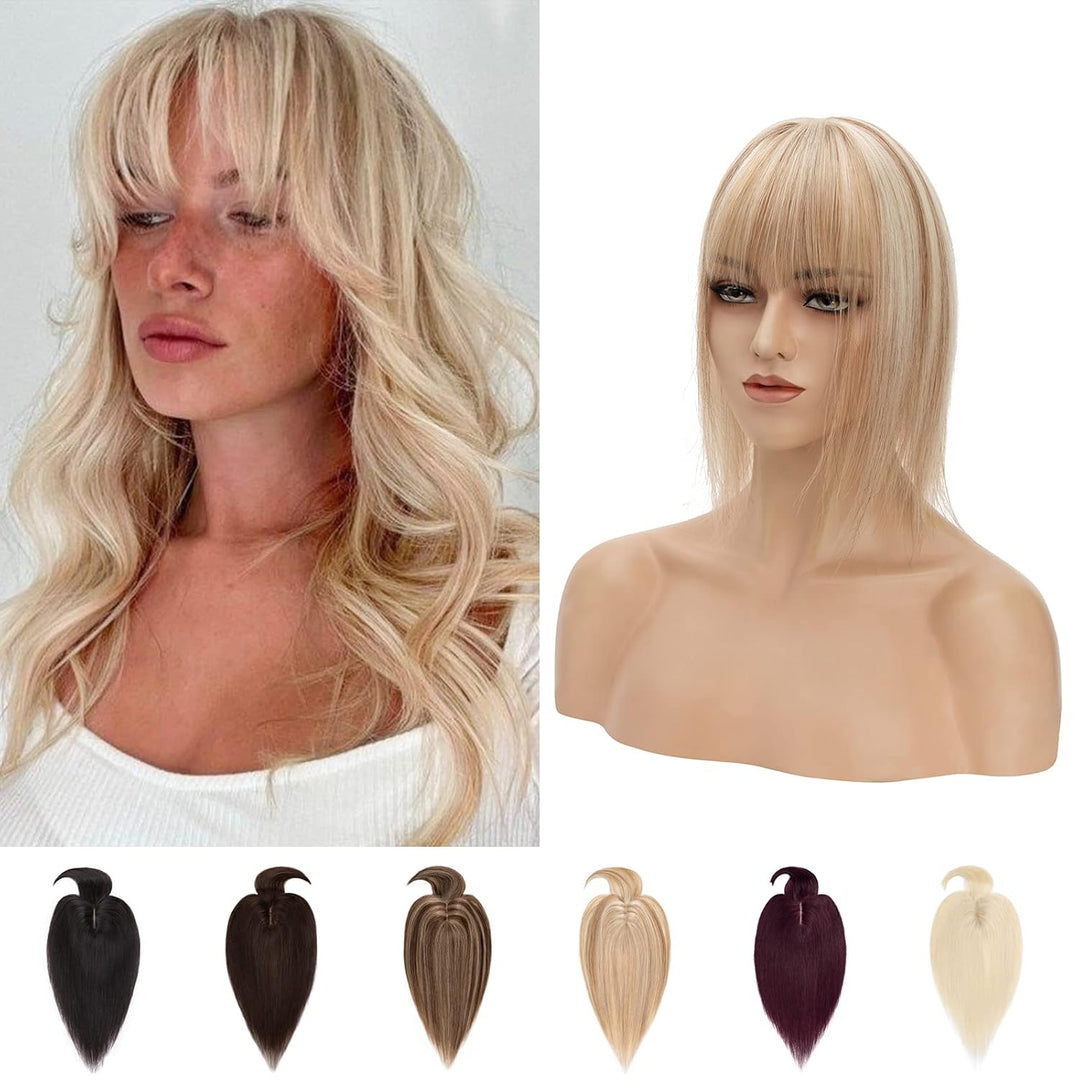 Silk-co Haarteile Echthaar Topper Extensions Echthaar Clip in Extensions Echthaar Glatt Toupet Haarv