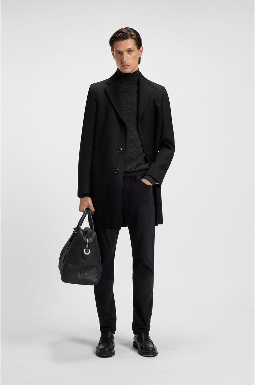 BOSS Rollkragenpullover MUSSO Langarm Strick anthrazit L Anthrazit, L Anthrazit