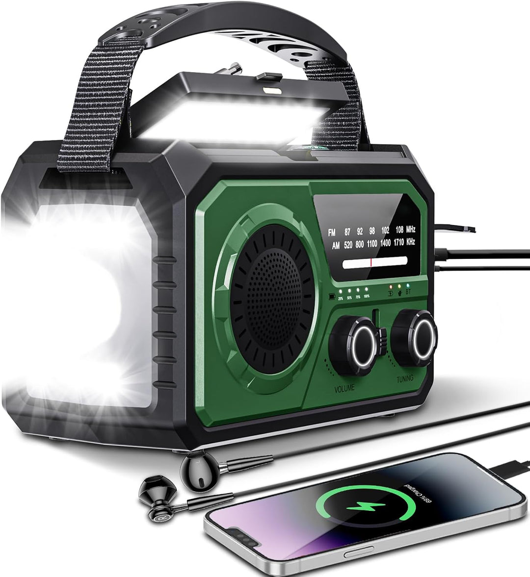 BIAOQINBO 16000mAh Solar Radio,AM/FM Kurbelradio Tragbar USB Notfallradio mit 59200mWh Wiederaufladb