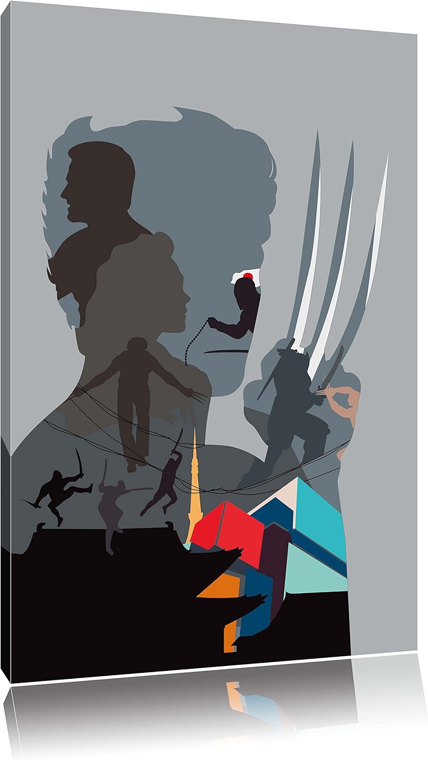 Pixxprint Wolverine Format: 100x70 auf Leinwand, XXL riesige Bilder fertig gerahmt mit Keilrahmen, K