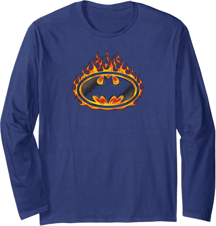Batman Bat Flames Shield Langarmshirt