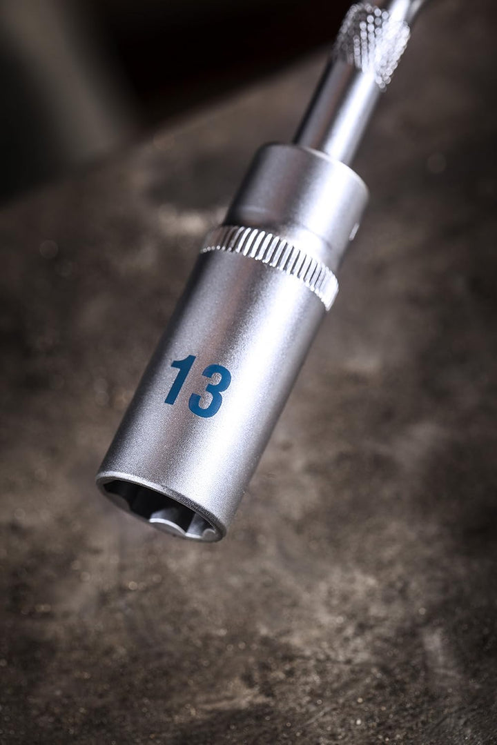 Meister Steckschlüssel-Satz 18-teilig - 1/2 + 1/4 Zoll Antrieb - Extra lange Einsätze - Grosse Ziffe