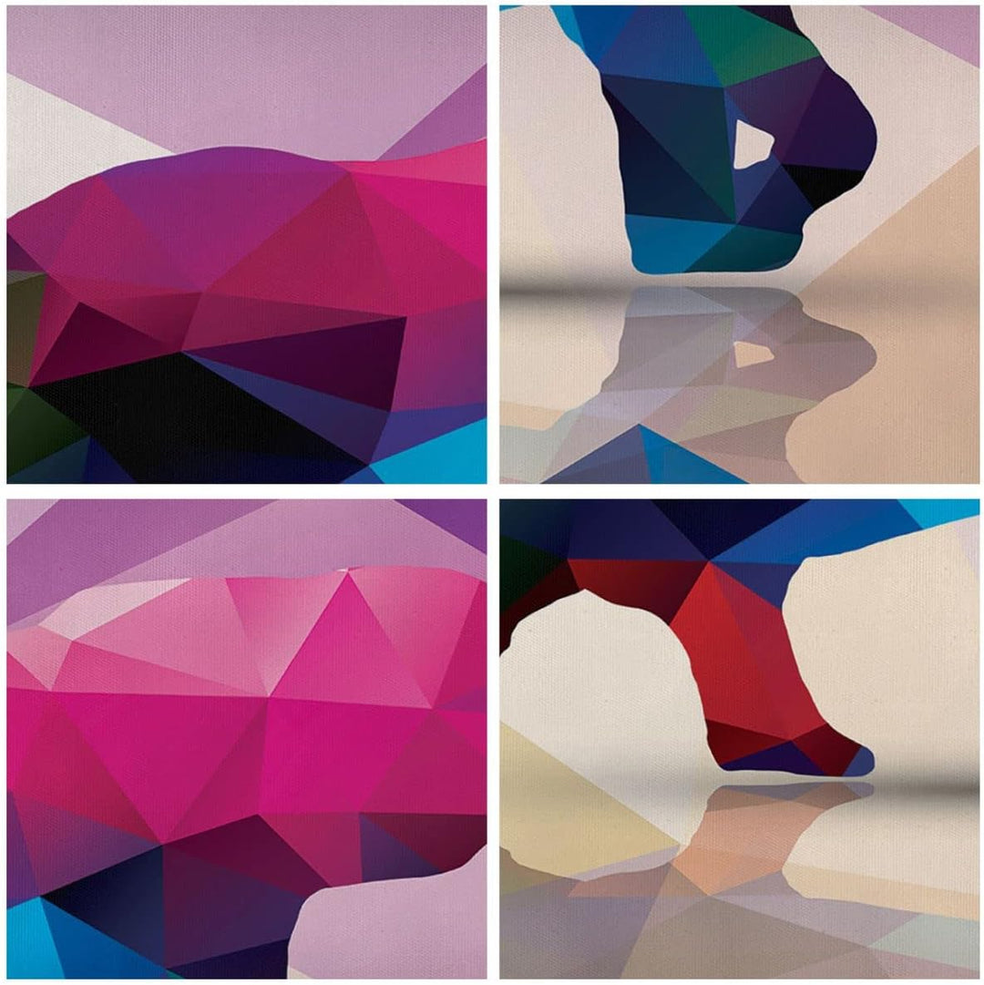 Bilder auf Leinwand 100x70cm Leinwandbild Elefanten Illustration Bunt Gross Wanddeko Bild Schlafzimm