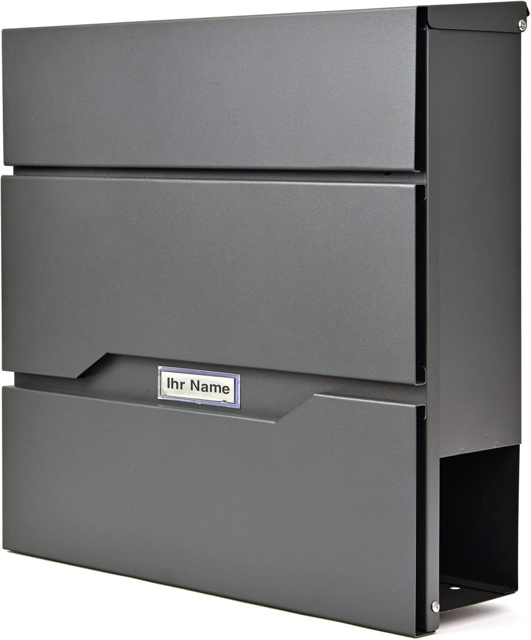 Verda Briefkasten mit Zeitungsfach Wandbriefkasten Zeitungsrolle Designer Postkasten Sichtfenster Na