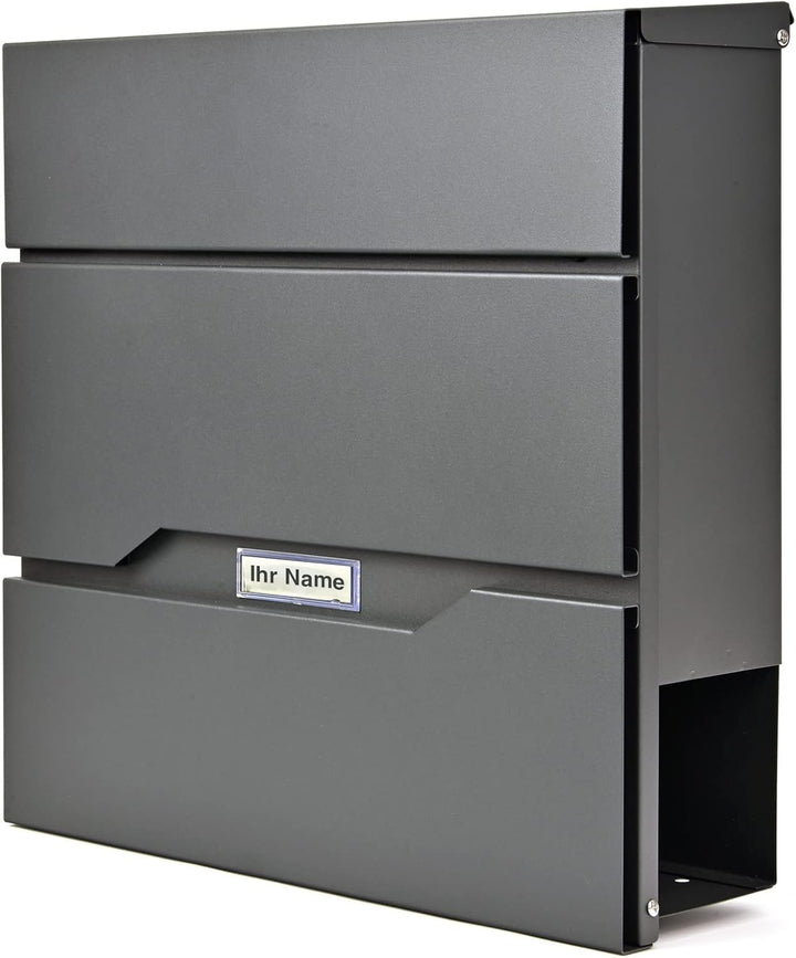 Verda Briefkasten mit Zeitungsfach Wandbriefkasten Zeitungsrolle Designer Postkasten Sichtfenster Na
