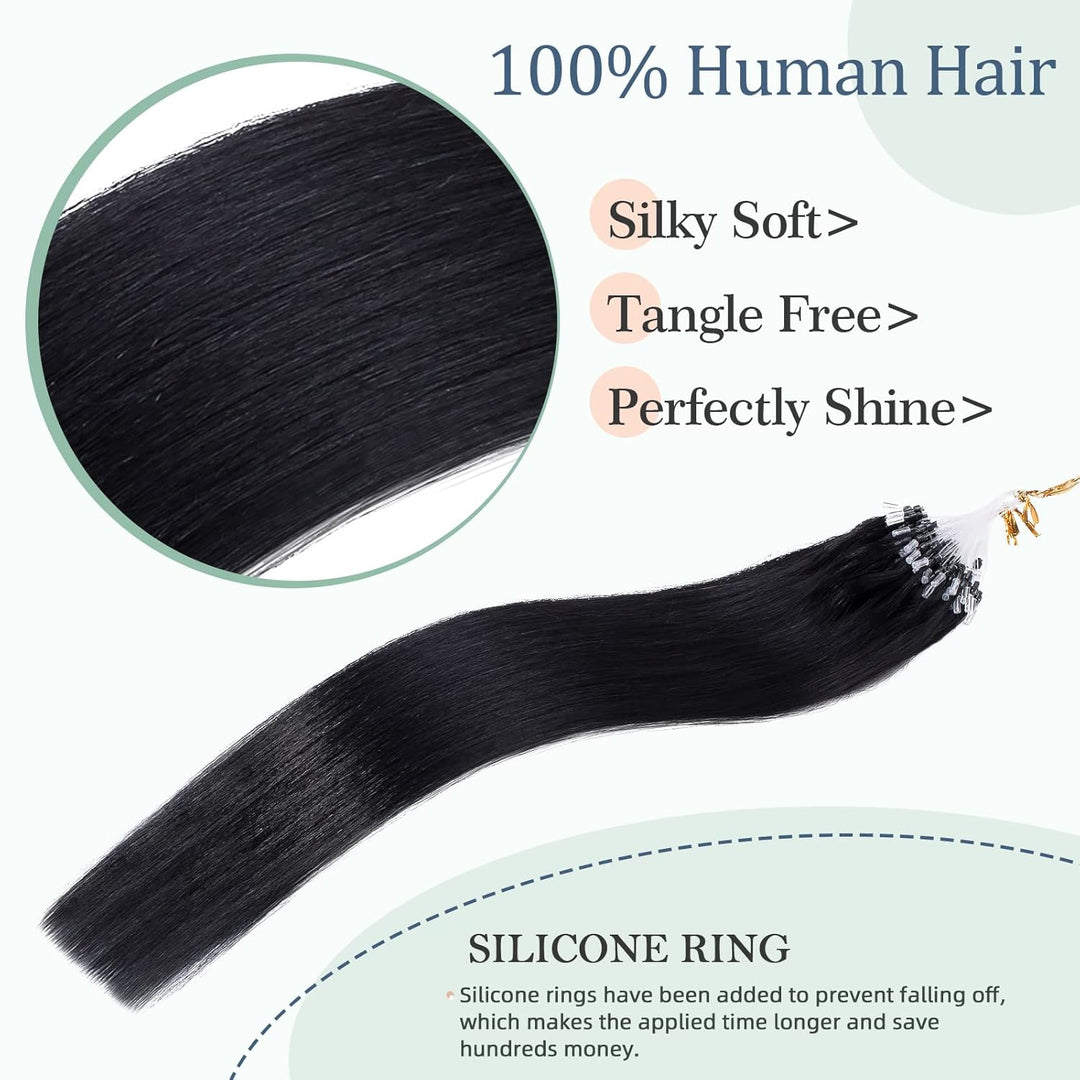 Silk-co Micro Loop Extensions Echthaar 0,5g Micro Ring Haar Extensions Weich Glatt Haarverlängerung